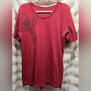 Vintage Affliction Red Cross Graphic Tee Sz L